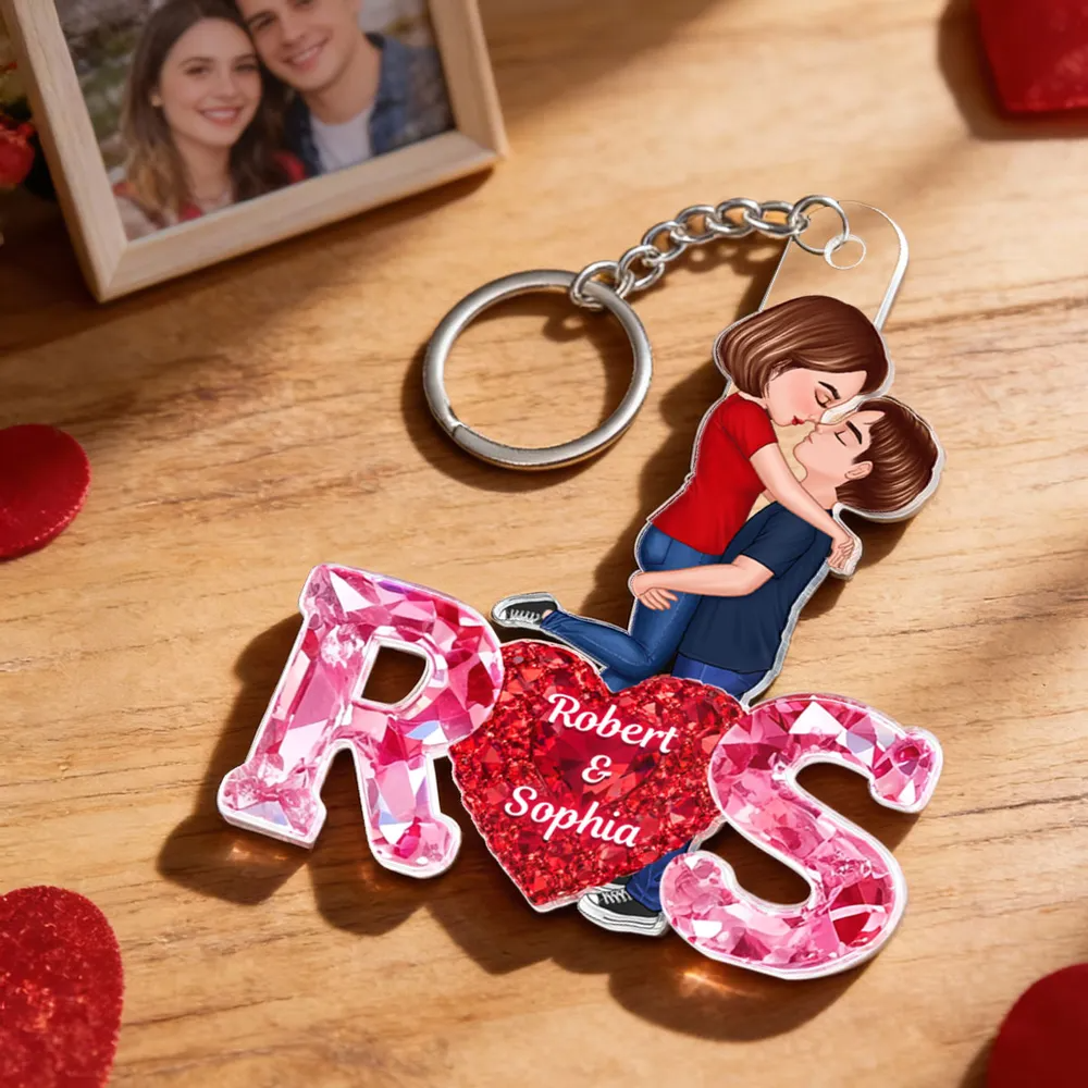 Acryl-Schlüsselanhänger mit Herz und Initialen Geschenk für Paar/LGBT-Paar
