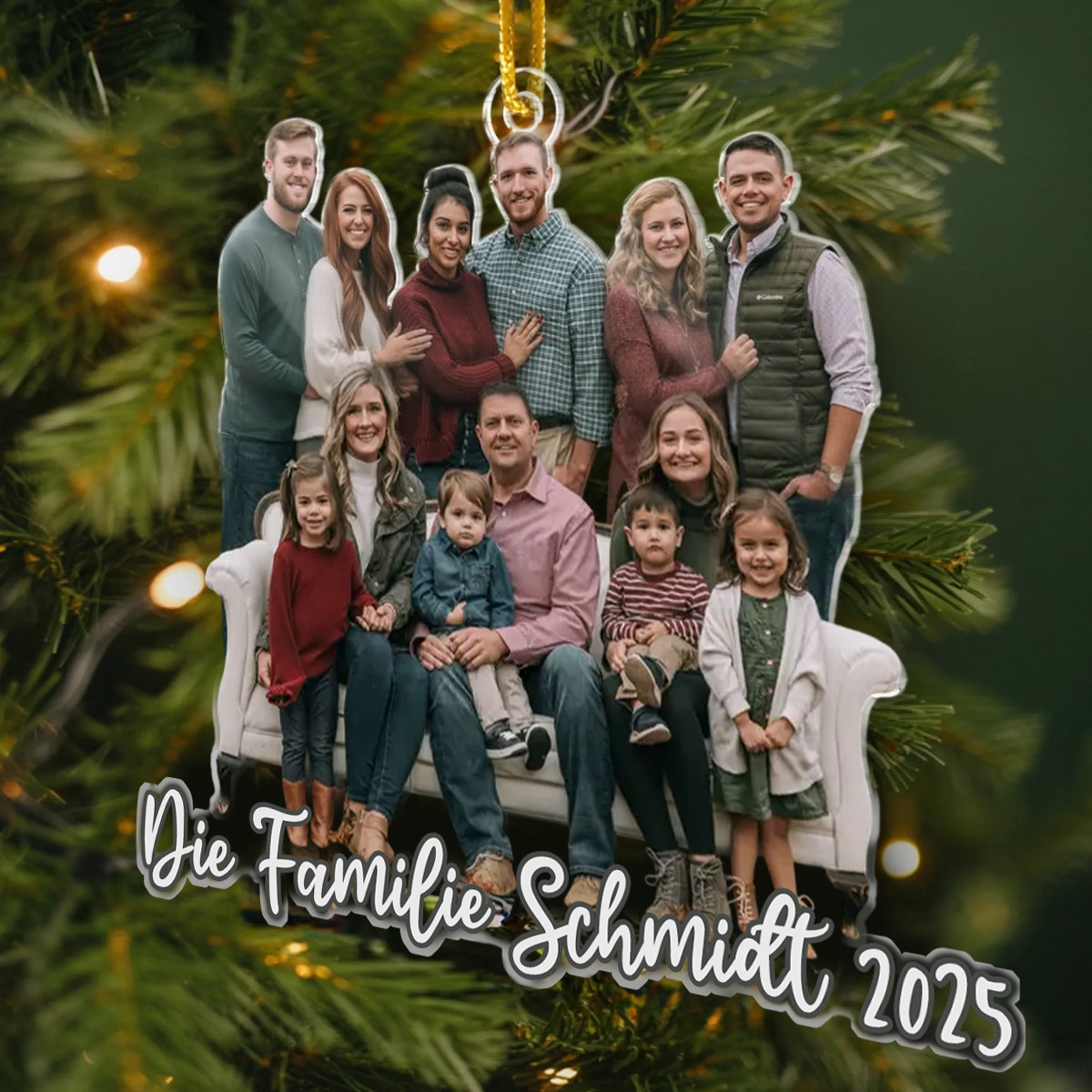 Personalisierter Acrylanhänger mit Foto und Text Christbaumschmuck für Familie