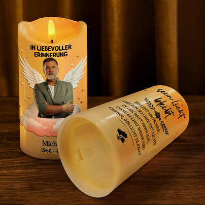 In liebevoller Erinnerung - Trauerkerze LED-Kerze mit Foto
