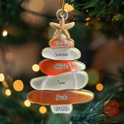 Acrylanhänger mit Meerglasmotiv Personalisiertes Christbaumschmuck mit 2-15 Namen