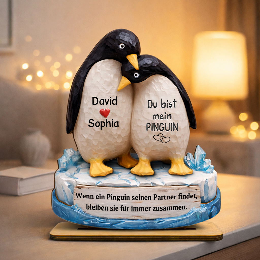Du bist mein Penguin- Personalisierter Holzaufsteller mit Namen Geschenk für Paar
