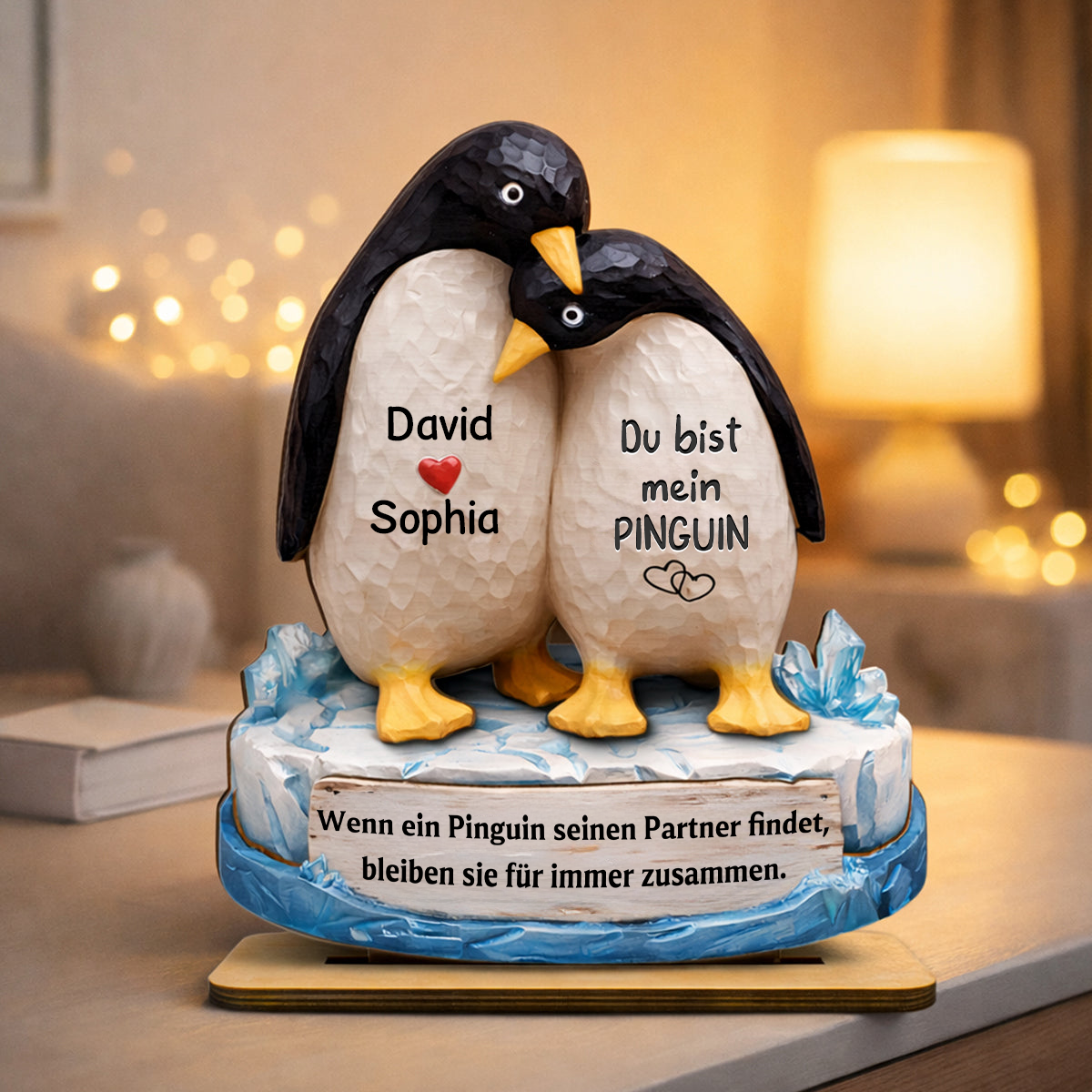 Du bist mein Penguin- Personalisierter Holzaufsteller mit Namen Geschenk für Paar