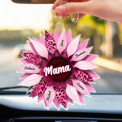 Sonnenblume – Personalisierter Acryl-Autoanhänger