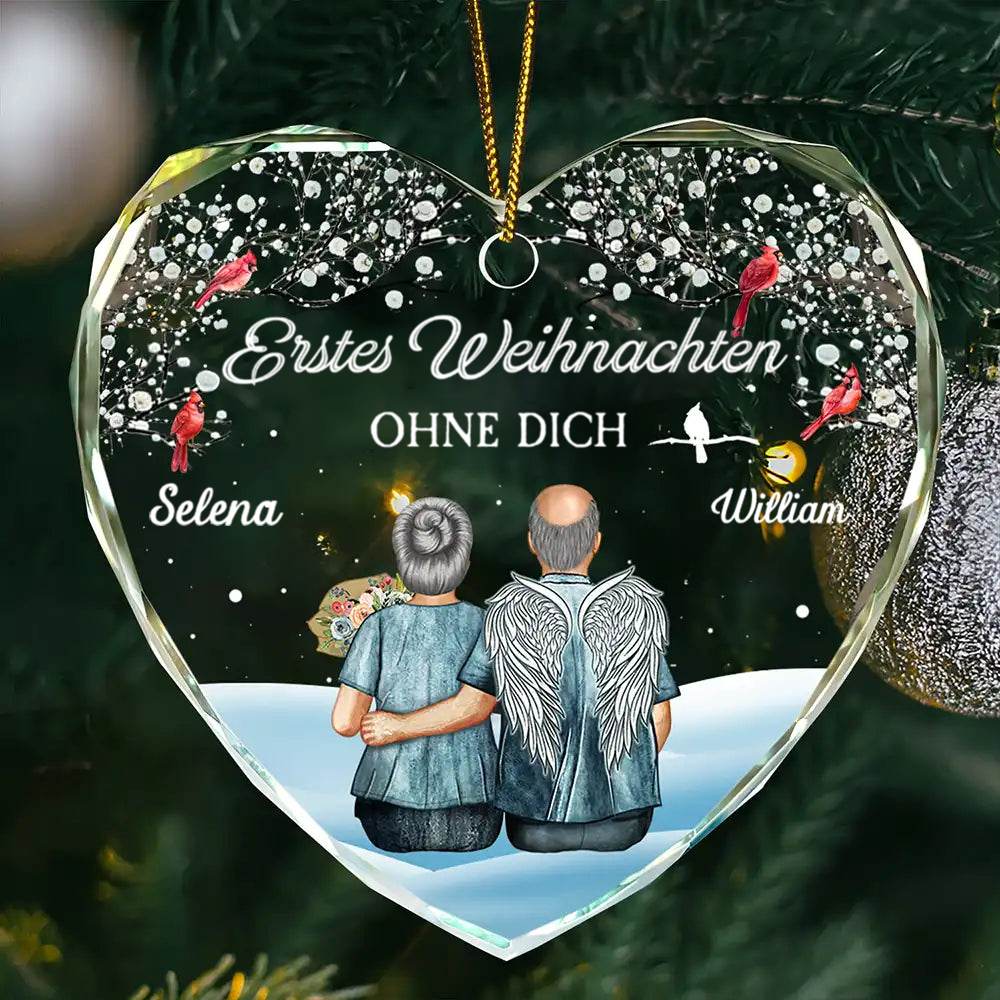 Weihnachten ohne Dich -  Glasornament Personalisierter Christbaumanhänger zur Trauer