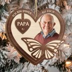 Personalisierter Holz-Weihnachtsanhänger mit Foto – Trauergeschenk mit Schmetterlingsmotiv