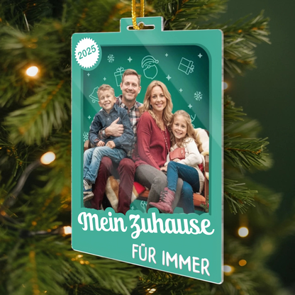 Personalisierter Acrylanhänger mit Foto und Text Christbaumschmuck für Familie