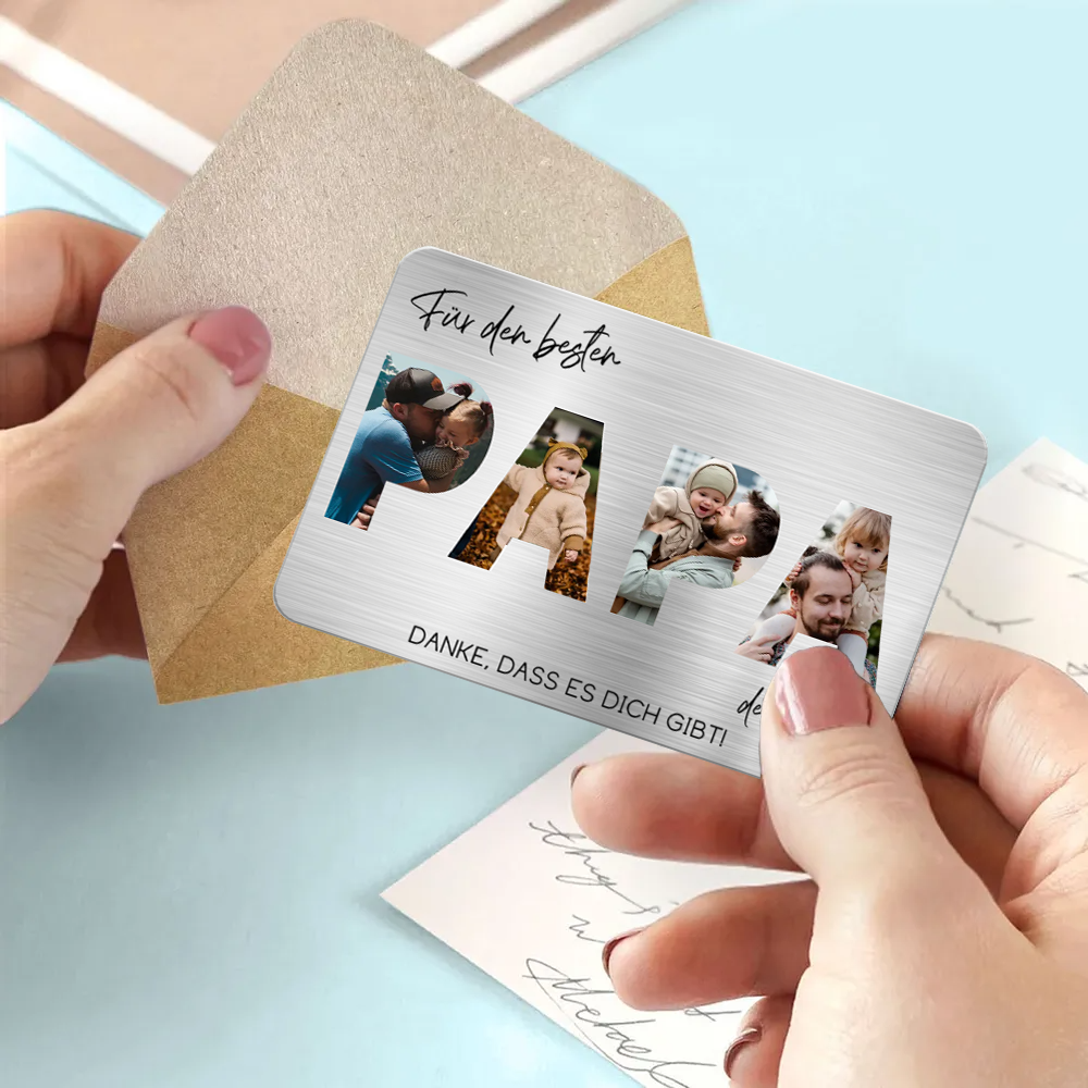 Für den besten Papa der Welt-Personalisierte Brieftasche-Karte mit Fotos Geschenk für Vater