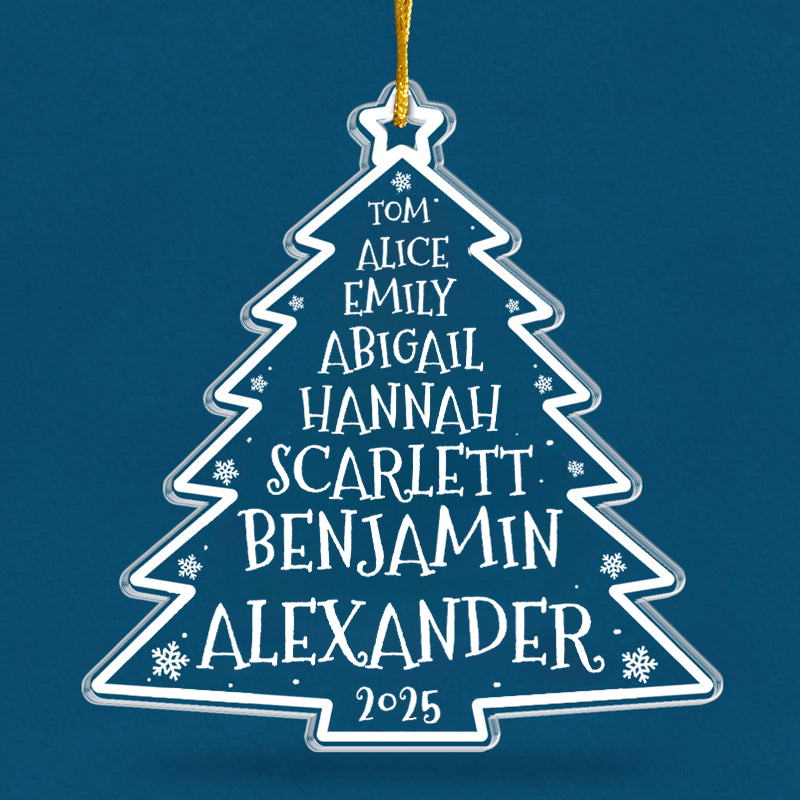 Personalisierter Acrylanhänger mit 2-8 Namen Christbaumschmuck mit Tannenbaum
