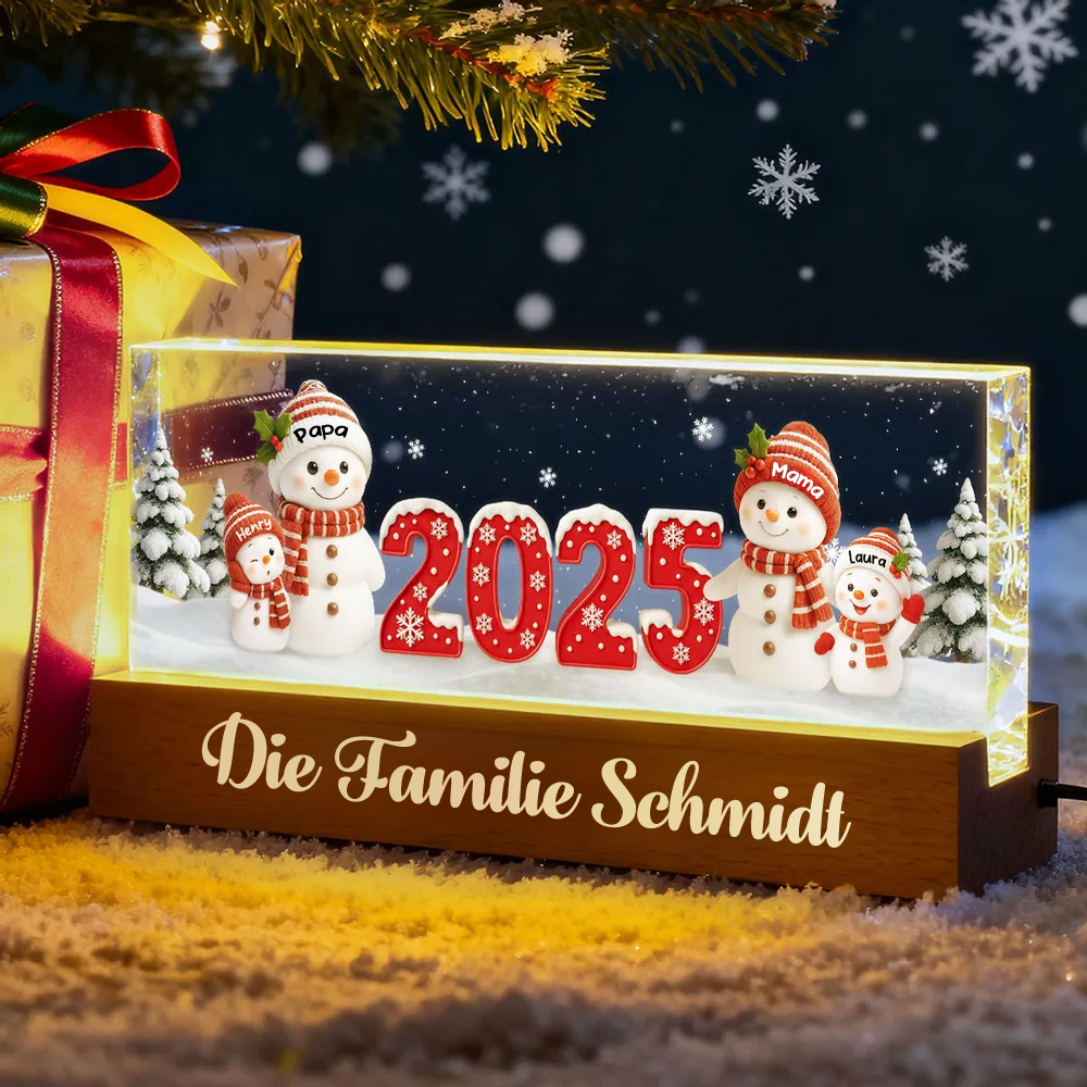 2025 Schneemanfamilie-Personalisiertes LED-Nachtlicht Weihnachtsgeschenk für Familie
