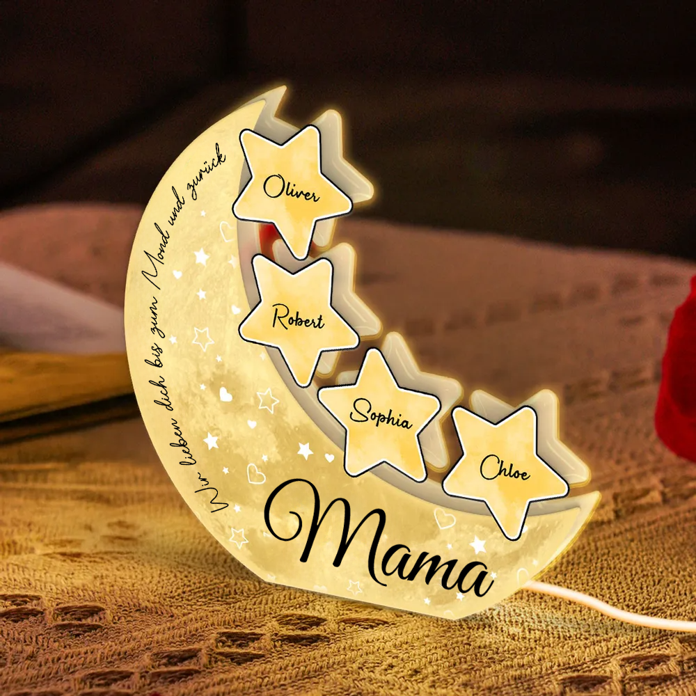 Personalisierte Mond-Lichtbox mit Namen Geschenk für Mama und Oma