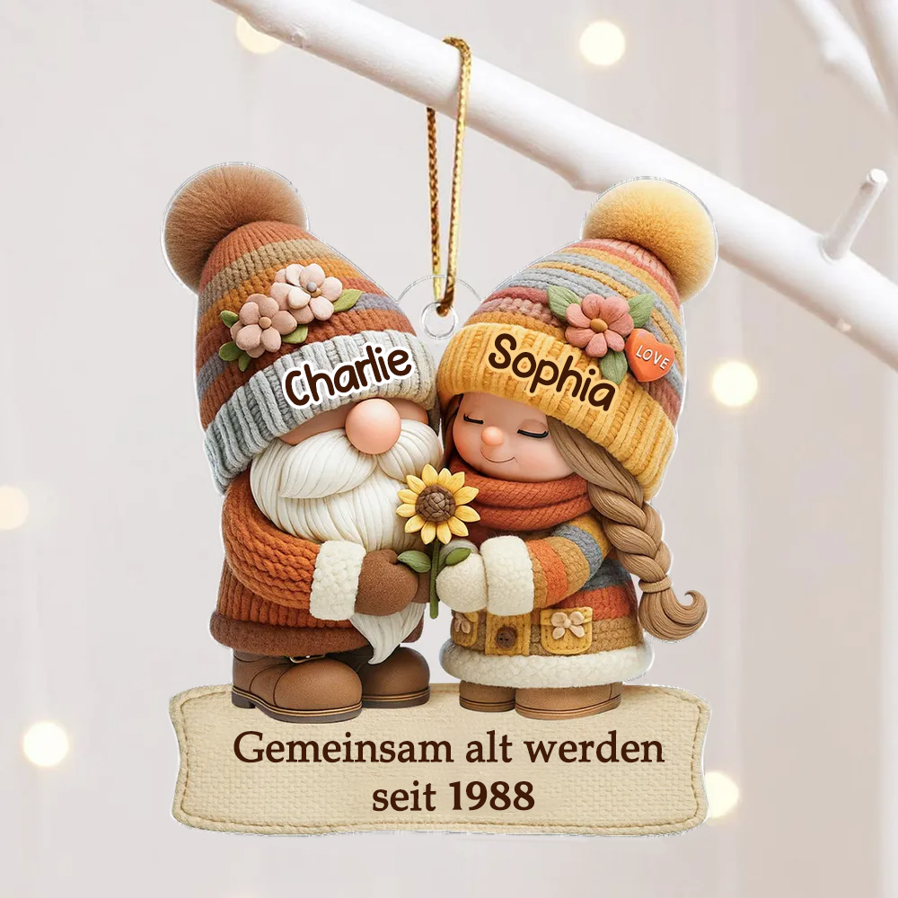 Herbstzwerg - Gemeinsam alt werden - Acrylanhänger mit Namen Geschenk für Paar