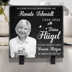 Personalisierte Schieferplatte mit Foto und Spruch zum liebevollen Gedenken Trauergeschenk