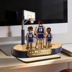 Basketballpapa und Kinder- Personalisierter Holzaufsteller mit Trikots und Text
