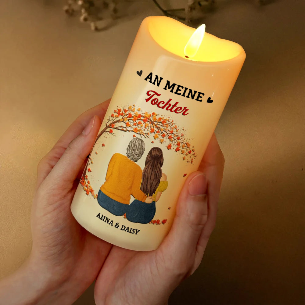 An meine Tochter/Enkelin Personalisierte LED-Kerze mit Figuren und Spruch
