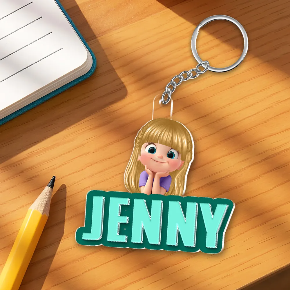 Personalisierter Acryl-Schlüsselanhänger mit Kind und Name Geschenk für Kinder und Mutter