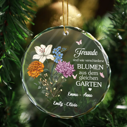 Personalisiertes Glasornament mit Geburtsblumen Christbaumschmuck für Schwester und Freunde
