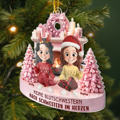 Beste Freundinnen am Kamin Personalisierter Acrylanhänger mit 2-5 Frauen Chrisbaumschmuck für Freunde