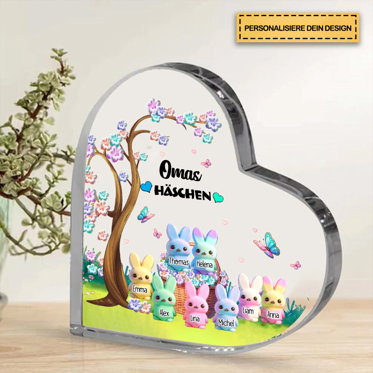 Hänschen-Acryl Standherz Geschenk für Oma und Mama