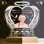 Personalisiertes LED-Nachtlicht mit Foto & Spruch – Engelsflügel-Motiv zur Erinnerung