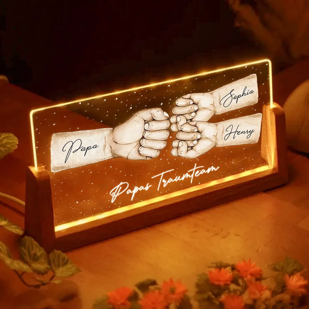 Fauststoß für Papa Personalisierte LED Nachtlicht mit U-Sockel