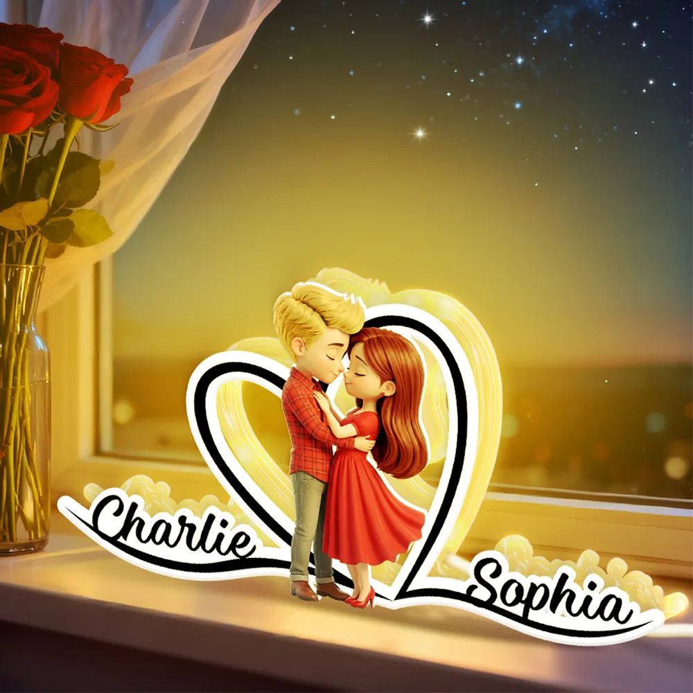 Paar in Rot Personalisieirte LED-Lichtbox mit Namen