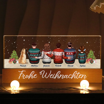 Personalisierte LED-Nachtlicht mit Familie, Katzen und Hunde Weihnachtsgeschenk