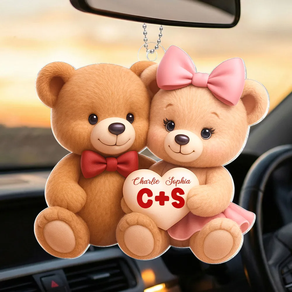 Bärenpaar mit Namen Personalisierter Acrylanhänger für Paar