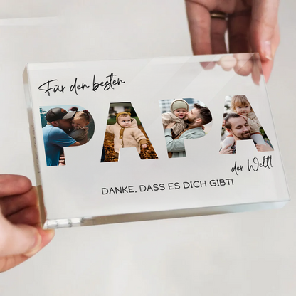 Für den besten Papa der Welt-Acrylblock mit Fotos und Text Geschenk für Vater
