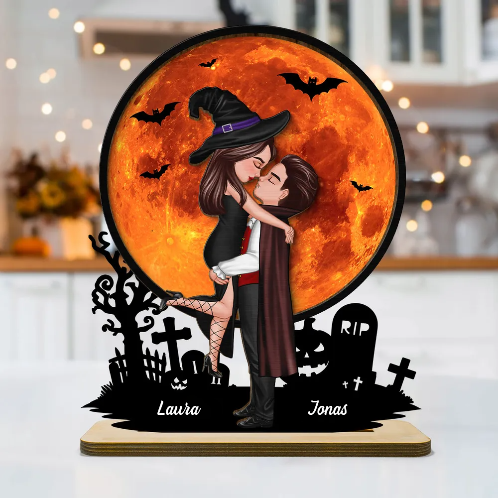 Halloween-Paar Personalisierte Holztafel mit Namen