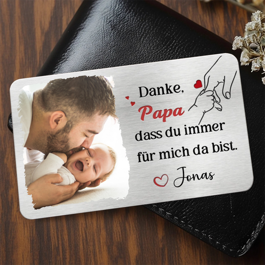 Baby und Papa- Personalisierte Brieftasche-Karte mit Foto und Spruch Geschenk für Papa