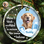 Personalisierter Glas-Weihnachtsanhänger für Haustiere mit Foto – Mein erstes Weihnachtsfest