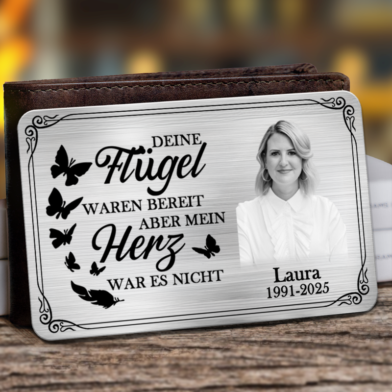 Brieftasche-Karte mit Foto Personalisiertes Trauergeschenk