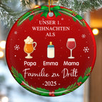 Personalisierter Keramik-Ornament „Unser erstes Weihnachten als Familie zu...“ Christbaumschmuck