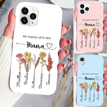 Geburtsblumen - Personalisierter Silikonhandyhülle für iPhone und Samsung Geschenk für Oma und Mama