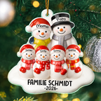 Personalisierter Acryl-Weihnachtsanhänger mit Namen – Schneemannfamilie