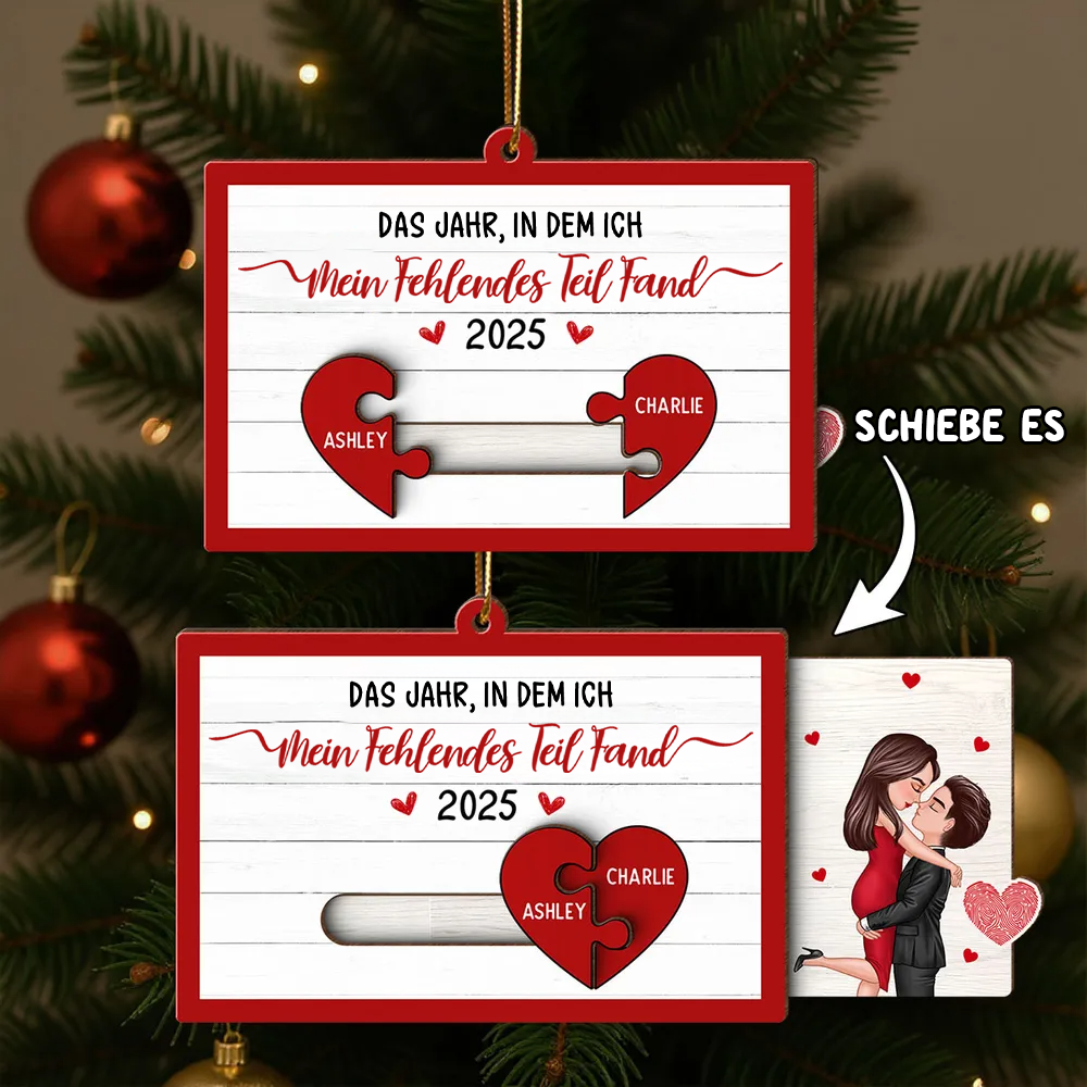 “Mein fehlendes Teil"-Personalisierter Schiebepuzzle-Anhänger mit Paar-Motiv