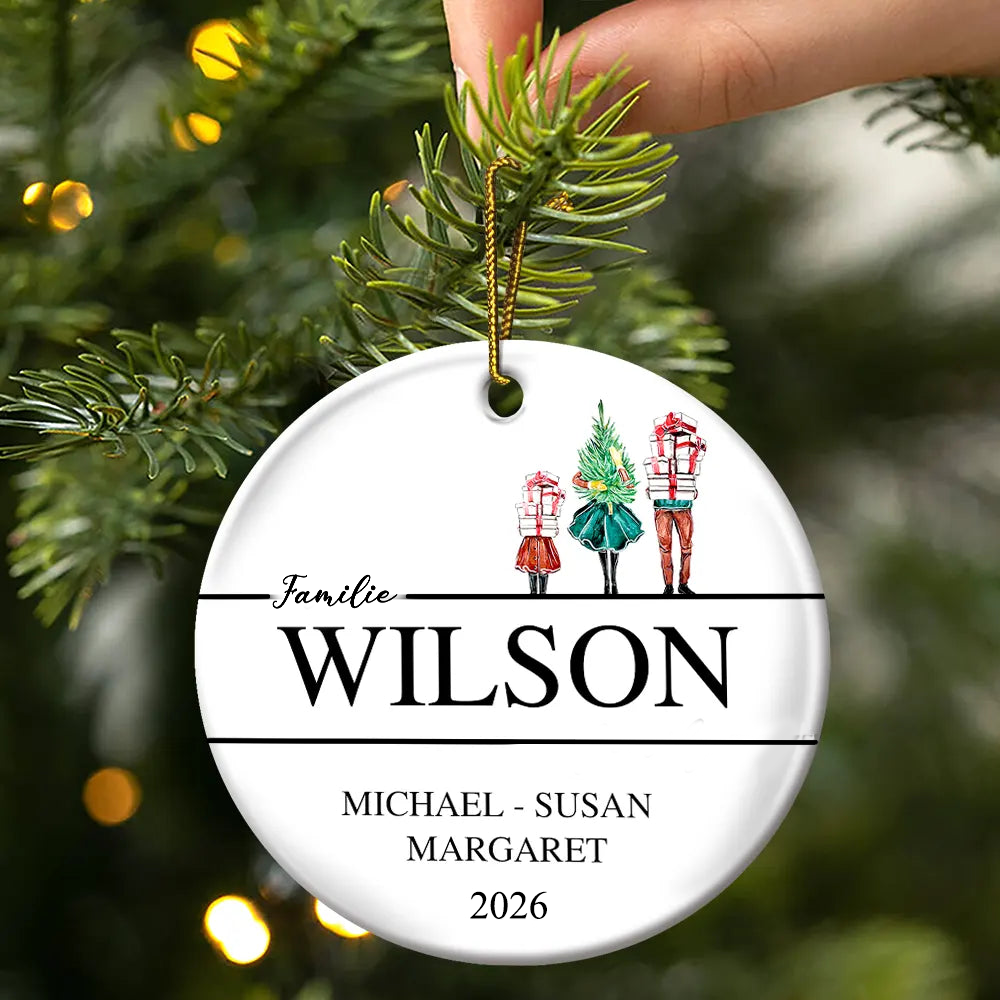 Personalisierter Keramik-Weihnachtsanhänger für die Familie – mit Namen