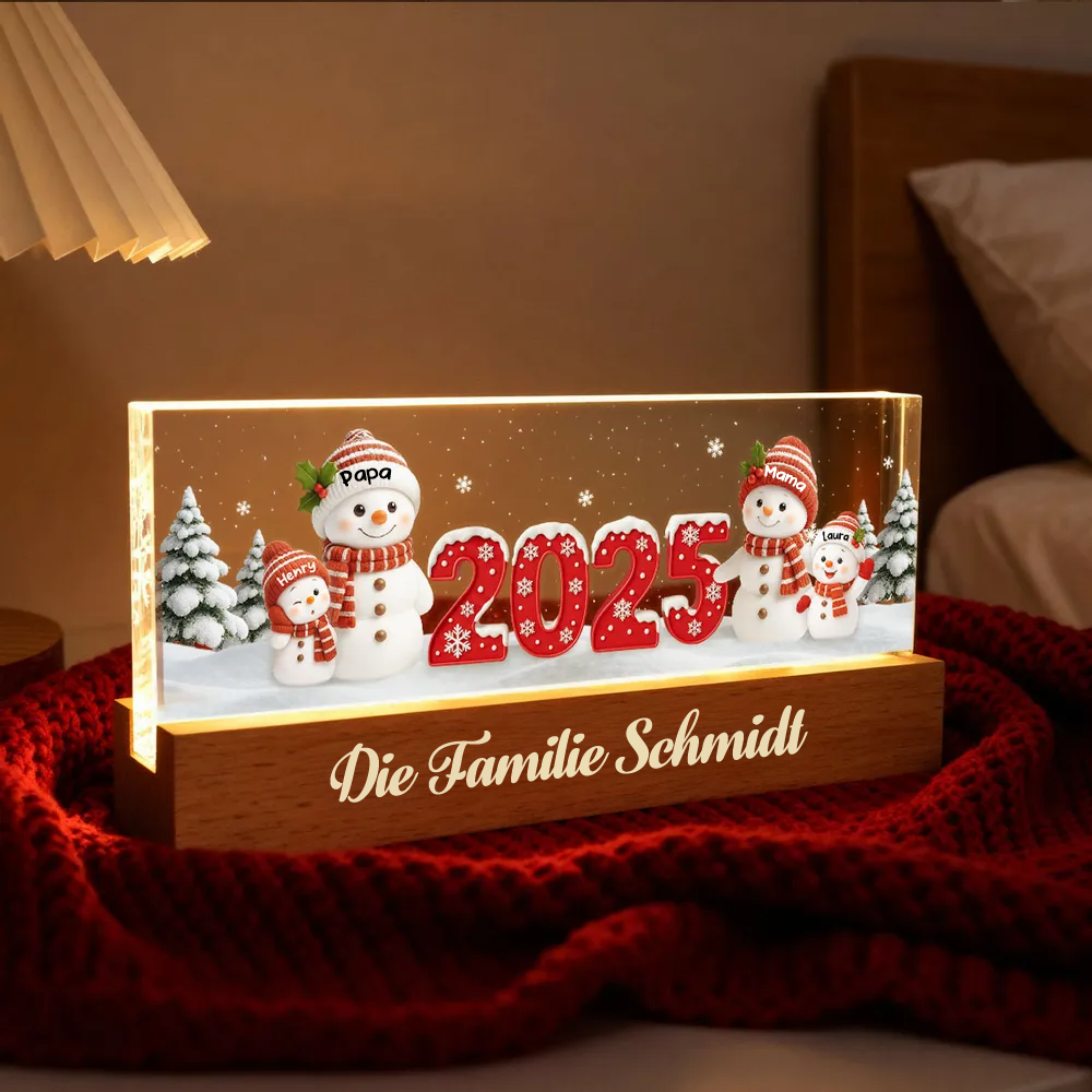 2025 Schneemanfamilie-Personalisiertes LED-Nachtlicht Weihnachtsgeschenk für Familie