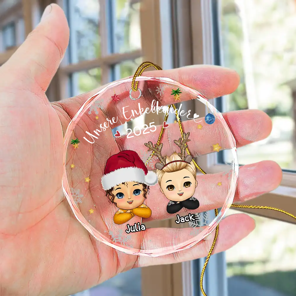 Enkelkinder - Personalisierter Glasanhänger Christbaumschmuk für Opa und Oma