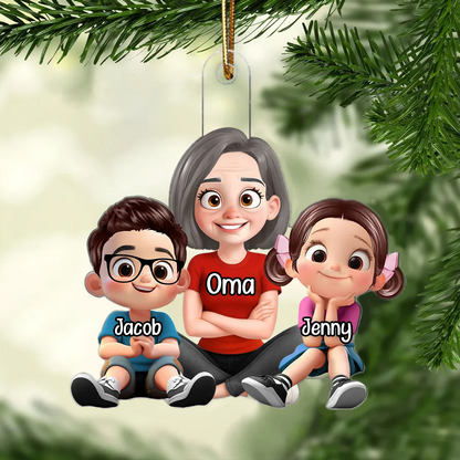 Personalisierter Acryl-Weihnachtsanhänger „Oma & Enkelkinder“