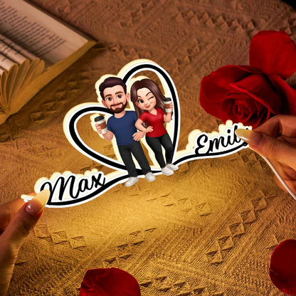 Personalisierte LED-Lichtbox mit Paar und Namen Geschenk für Paar