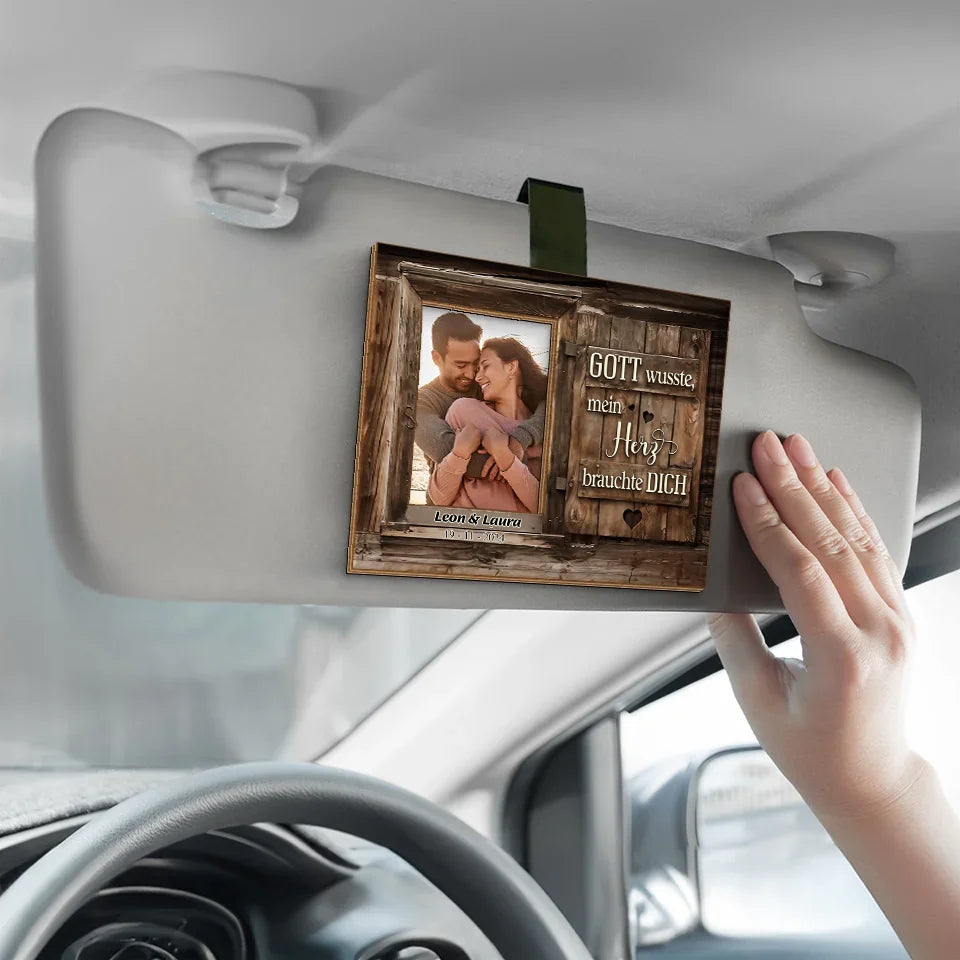 Bilderrahmen-Personalisiertes Sonnenblendenclip mit Foto Geschenk für Paare