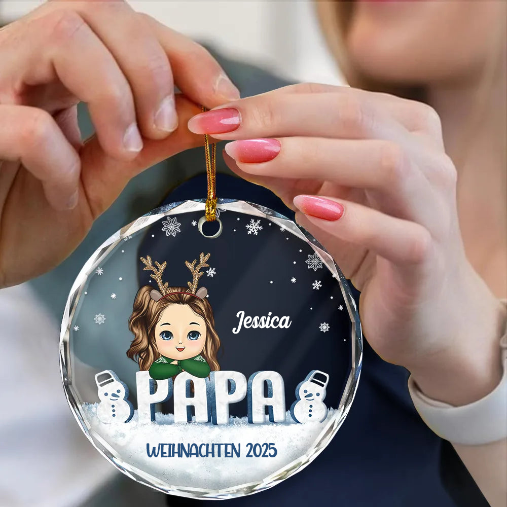 Personalisierter Glasanhänger mit Kinder Christbaumschmuck für Oma, Opa, Papa und Mama