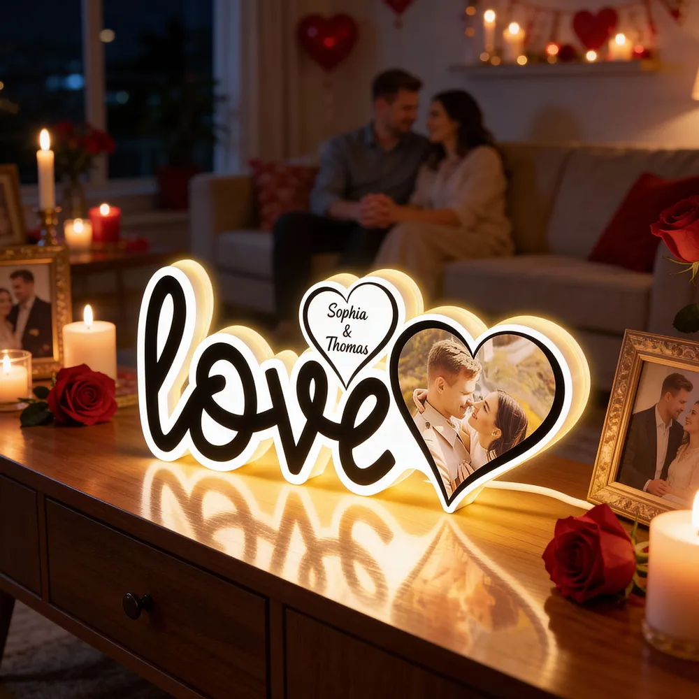 Love-Personalisierte LED-Lichtbox  mit Foto Geschenk für Paar