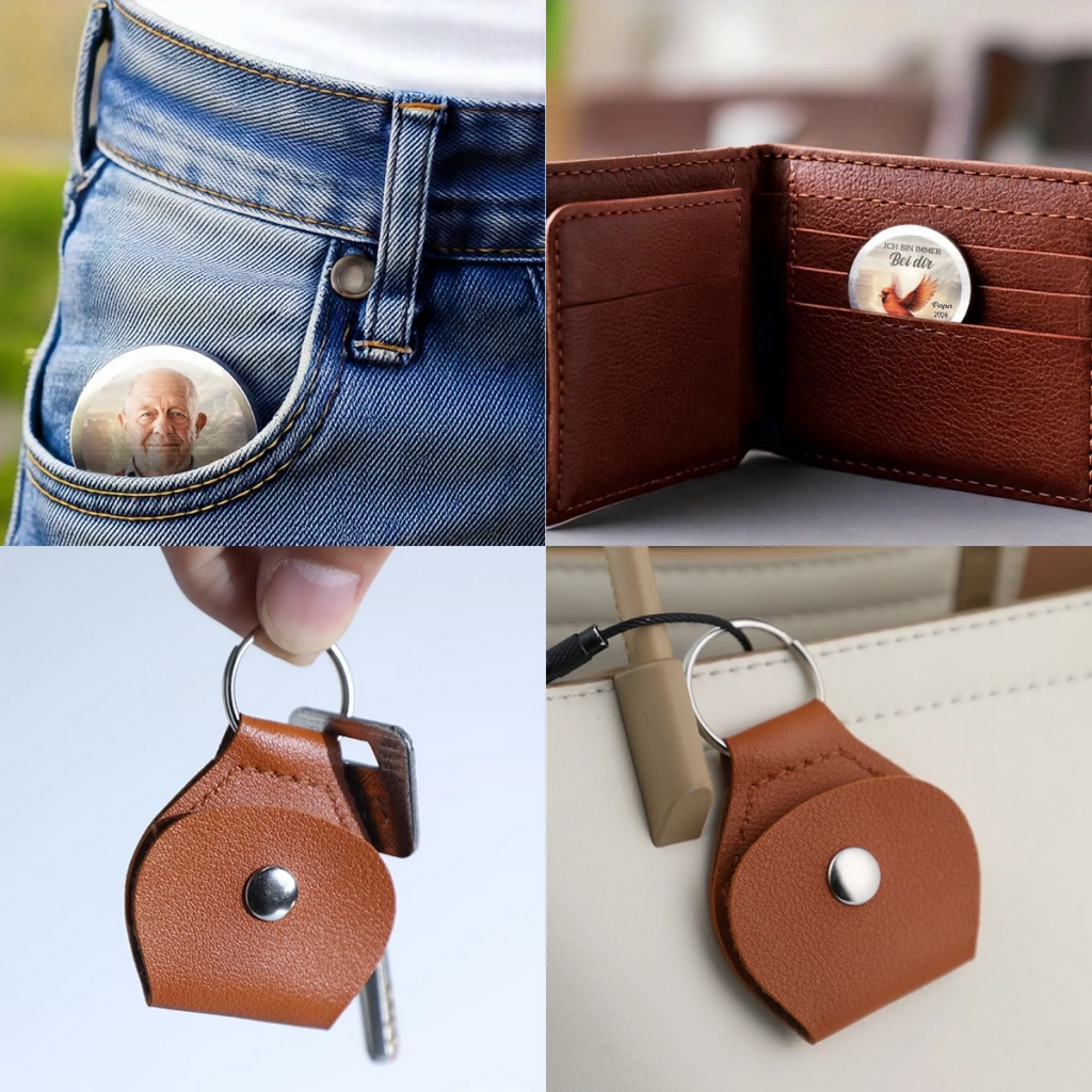 Ich bin immer bei dir- Pocket Hug mit Foto Taschenumarmung zur Trauer Münze mit Foto