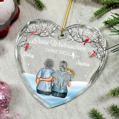 Weihnachten ohne Dich -  Glasornament Personalisierter Christbaumanhänger zur Trauer