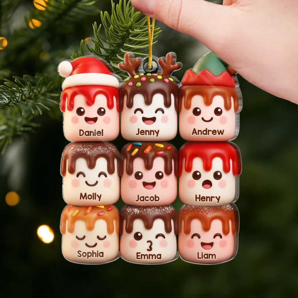 Marshmallow-Personalisierter Acrylanhänger mit Namen Christbaumschmuck für Familie