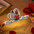 Paar mit Herz-Personalisierte Lichtbox mit Namen und Figuren Geschenk zum Valentinstag