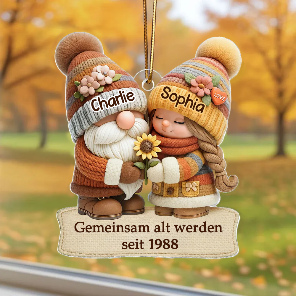 Herbstzwerg - Gemeinsam alt werden - Acrylanhänger mit Namen Geschenk für Paar