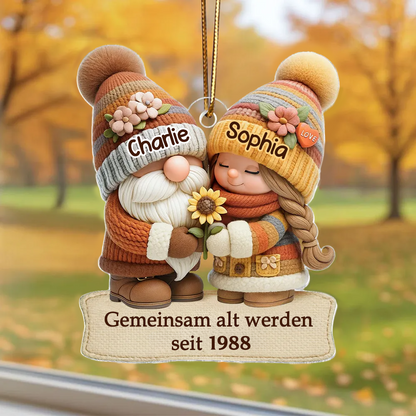 Herbstzwerg - Gemeinsam alt werden - Acrylanhänger mit Namen Geschenk für Paar